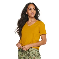 Petite Sonoma Goods For Life® Everyday Short Sleeve V-Neck Tee -Sonoma Store 5234230 Green Gold