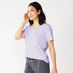 Petite Sonoma Goods For Life® Everyday Short Sleeve V-Neck Tee -Sonoma Store 5234230 Light Purple