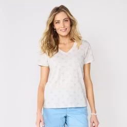 Petite Sonoma Goods For Life® Everyday Short Sleeve V-Neck Tee -Sonoma Store 5234230 Neutral Mini Floral