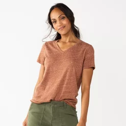 Petite Sonoma Goods For Life® Everyday Short Sleeve V-Neck Tee -Sonoma Store 5234230 Puebla Brown
