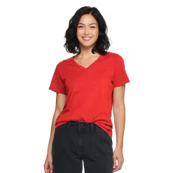 Petite Sonoma Goods For Life® Everyday Short Sleeve V-Neck Tee -Sonoma Store 5234230 Red
