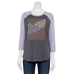 Women's Sonoma Goods For Life® Three Quarter Sleeve Baseball Graphic Tee -Sonoma Store 5242169 Grey Floral Fields