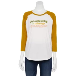 Women's Sonoma Goods For Life® Three Quarter Sleeve Baseball Graphic Tee -Sonoma Store 5242169 Ivory Positivity