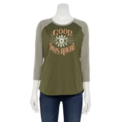 Women's Sonoma Goods For Life® Three Quarter Sleeve Baseball Graphic Tee -Sonoma Store 5242169 Olive Good Days