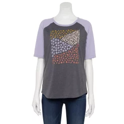 Women's Sonoma Goods For Life® Elbow Sleeve Baseball Graphic Tee -Sonoma Store 5242399 Gray Floral Fields