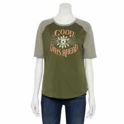 Women's Sonoma Goods For Life® Elbow Sleeve Baseball Graphic Tee -Sonoma Store 5242399 Olive Good Days