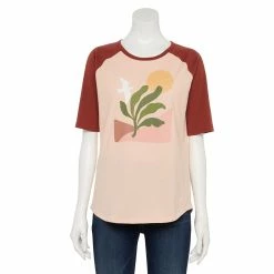 Women's Sonoma Goods For Life® Elbow Sleeve Baseball Graphic Tee -Sonoma Store 5242399 Peach Nature Scene