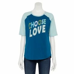Women's Sonoma Goods For Life® Elbow Sleeve Baseball Graphic Tee -Sonoma Store 5242399 Teal Choose Love
