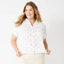 Plus Size Sonoma Goods For Life® Short Sleeve Button Down Top 16 Plus Size Sonoma Goods For Life® Short Sleeve Button Down Top -Sonoma Store 5258112 Cream Sun Print