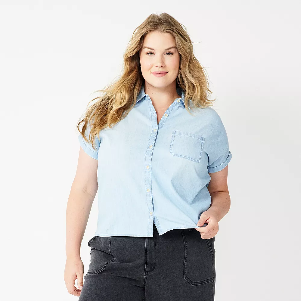 Plus Size Sonoma Goods For Life® Short Sleeve Button Down Top 6 Plus Size Sonoma Goods For Life® Short Sleeve Button Down Top - Image 4