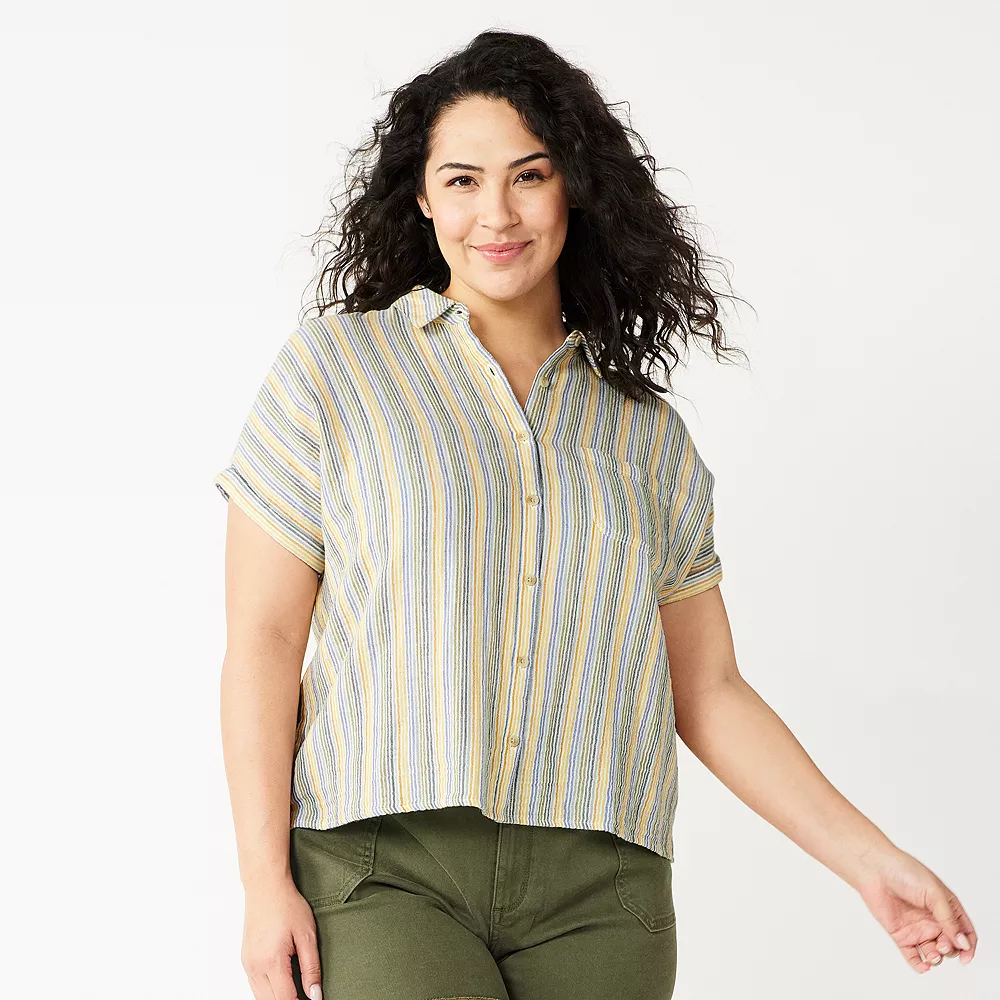 Plus Size Sonoma Goods For Life® Short Sleeve Button Down Top 3 Plus Size Sonoma Goods For Life® Short Sleeve Button Down Top