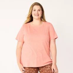 Plus Size Sonoma Goods For Life® Everyday Crewneck Tee -Sonoma Store 5259072 Coral