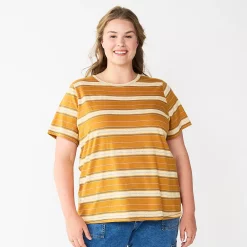 Plus Size Sonoma Goods For Life® Everyday Crewneck Tee -Sonoma Store 5259072 Gold Dot Stripe