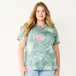 Plus Size Sonoma Goods For Life® Everyday Crewneck Tee -Sonoma Store 5259072 Gray Circle Dye