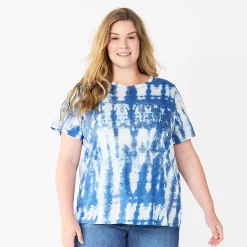 Plus Size Sonoma Goods For Life® Everyday Crewneck Tee -Sonoma Store 5259072 Indigo Tie Dye