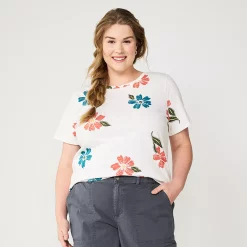 Plus Size Sonoma Goods For Life® Everyday Crewneck Tee -Sonoma Store 5259072 Large Floral