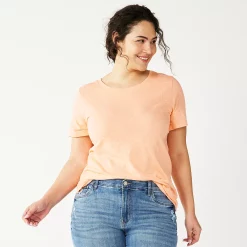 Plus Size Sonoma Goods For Life® Everyday Crewneck Tee -Sonoma Store 5259072 Peach Texture