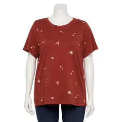 Plus Size Sonoma Goods For Life® Everyday Crewneck Tee -Sonoma Store 5259072 Red Burgundy Floral