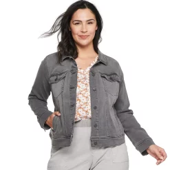 Plus Size Sonoma Goods For Life® Button Front Jean Jacket -Sonoma Store 5269795 Gray Wash
