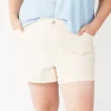 Plus Size Sonoma Goods For Life® Pull-On Mom Twill Shorts -Sonoma Store 5271204 Serenity Beige