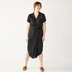 Petite Sonoma Goods For Life® Midi Shirtdress -Sonoma Store 5316708 Black