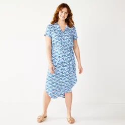 Petite Sonoma Goods For Life® Midi Shirtdress -Sonoma Store 5316708 Indigo Quilt