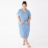 Plus Size Sonoma Goods For Life® Button Front Midi Shirt Dress -Sonoma Store 5317244 Indigo Quilt