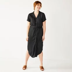 Women's Sonoma Goods For Life® Button Front Midi Shirt Dress 13 Women's Sonoma Goods For Life® Button Front Midi Shirt Dress -Sonoma Store 5345259 Black