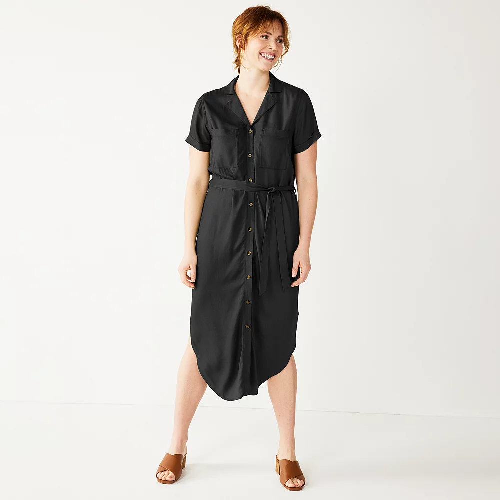 Women's Sonoma Goods For Life® Button Front Midi Shirt Dress 6 Women's Sonoma Goods For Life® Button Front Midi Shirt Dress - Image 4