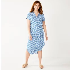 Women's Sonoma Goods For Life® Button Front Midi Shirt Dress 12 Women's Sonoma Goods For Life® Button Front Midi Shirt Dress -Sonoma Store 5345259 Indigo Quilt