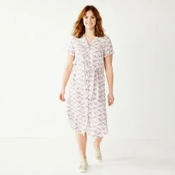 Women's Sonoma Goods For Life® Button Front Midi Shirt Dress 14 Women's Sonoma Goods For Life® Button Front Midi Shirt Dress -Sonoma Store 5345259 Plum Quilt