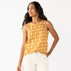 Women's Sonoma Goods For Life® High-Neck Tank -Sonoma Store 5467284 Gold Xo Print