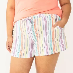 Plus Size Sonoma Goods For Life® Pajama Shorts -Sonoma Store 5490355 White Rainbow Stripe