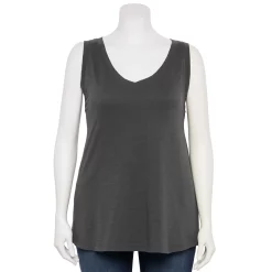 Plus Size Sonoma Goods For Life® V-Neck Swing Tank -Sonoma Store 5497118 Storm Abyss