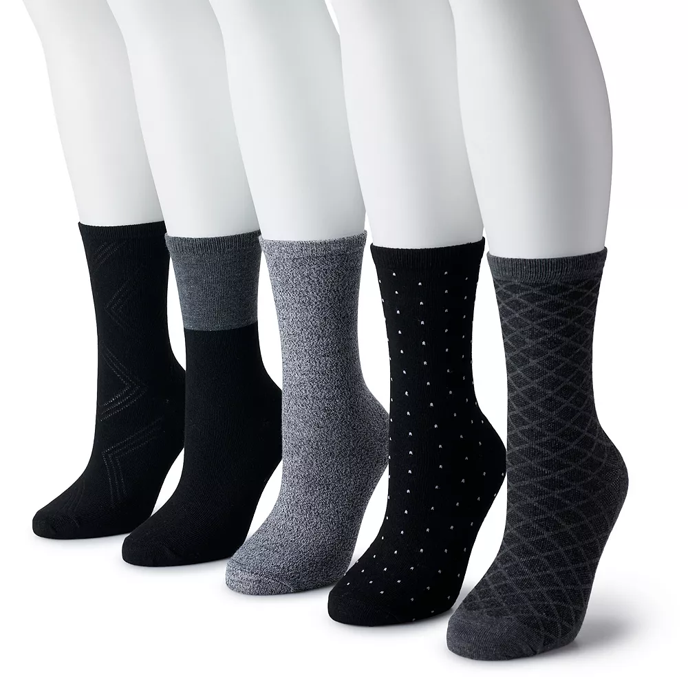 Women's Sonoma Goods For Life® 5-Pack Geo Crew Socks 7 Women's Sonoma Goods For Life® 5-Pack Geo Crew Socks - Image 5