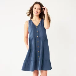 Women's Sonoma Goods For Life® Sleeveless Tiered Knit Dress -Sonoma Store 5501602 Midnight Blue