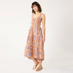Women's Sonoma Goods For Life Tiered Midi Dress -Sonoma Store 5504040 Neutral Floral