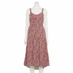 Women's Sonoma Goods For Life Tiered Midi Dress -Sonoma Store 5504040 Plum Floral