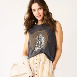 Women's Sonoma Goods For Life® Muscle Graphic Tank -Sonoma Store 5504455 Gray Cowboy