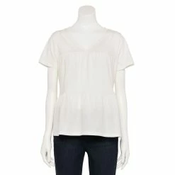 Women's Sonoma Goods For Life® Tiered V-Neck Top -Sonoma Store 5508144 Cream White