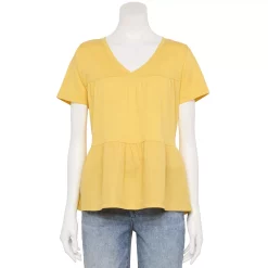 Women's Sonoma Goods For Life® Tiered V-Neck Top -Sonoma Store 5508144 Yellow