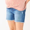 Maternity Sonoma Goods For Life® Side Panel Frayed Hem Jean Shorts -Sonoma Store 5509952 Medium Wash
