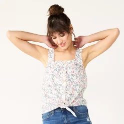 Women's Sonoma Goods For Life® Tie-Hem Squareneck Tank -Sonoma Store 5510685 Multi Color Floral