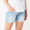 Maternity Sonoma Goods For Life® Over-The-Belly Panel Jean Shorts -Sonoma Store 5514842 Medium Wash Destructio