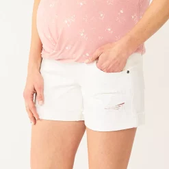 Maternity Sonoma Goods For Life® Over-The-Belly Panel Jean Shorts -Sonoma Store 5514842 Vital White