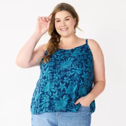 Plus Size Sonoma Goods For Life® Swing Tank -Sonoma Store 5514853 Blue Linework
