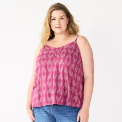 Plus Size Sonoma Goods For Life® Swing Tank -Sonoma Store 5514853 Mauve Geo
