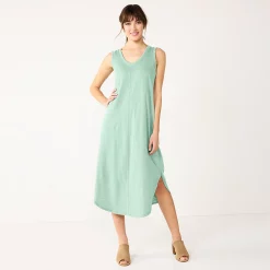 Women's Sonoma Goods For Life® Sleeveless Shirttail Knit Midi Dress -Sonoma Store 5522320 Aqua Blue