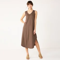 Women's Sonoma Goods For Life® Sleeveless Shirttail Knit Midi Dress -Sonoma Store 5522320 Brown