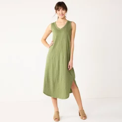 Women's Sonoma Goods For Life® Sleeveless Shirttail Knit Midi Dress -Sonoma Store 5522320 Olive